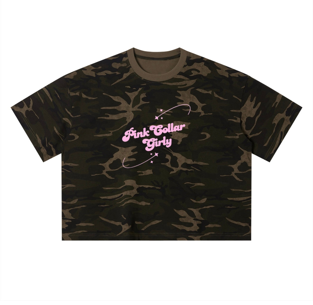 Pink Collar Girly Oversized Camo Tee